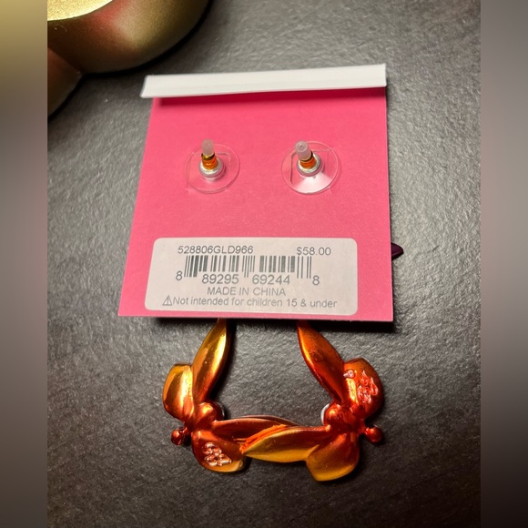 Betsey Johnson Pink and Orange Rhinestones Butterfly Earrings - Picture 5 of 5